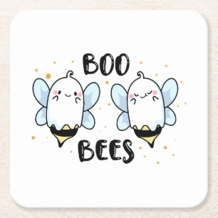 Porta-copo De Papel Quadrado Abejas Fantasmas Lindas - Halloween Divertido em b