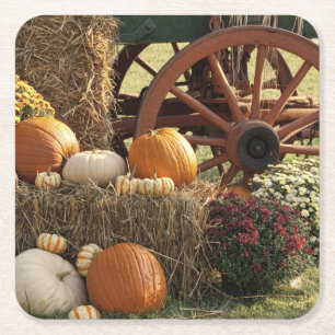 Porta-copo De Papel Quadrado Abóboras de outono e exposição da mãe