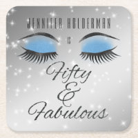 Aborrecível 50 Preto Azul Glam Eyes Papel Coaster