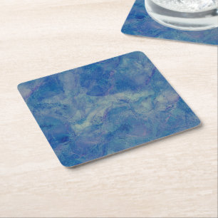 Porta-copo De Papel Quadrado Abstração de Acrírio Marble Azul e Rosa