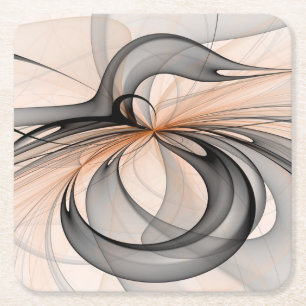 Porta-copo De Papel Quadrado Abstrato Anthracite Cinza Siena Moderna Arte Fract