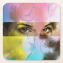 Porta-copo De Papel Quadrado Abstrato-Arte Colorida, Porta copos em Forma Perso