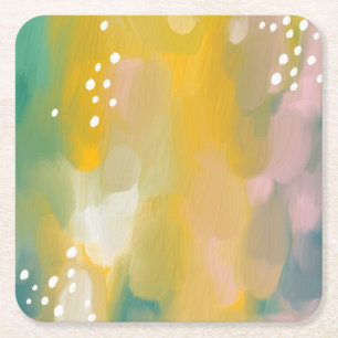 Porta-copo De Papel Quadrado Abstrato brilhante pintado. Escova-derrame-moderno