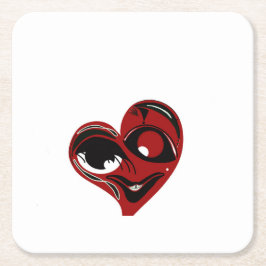 Porta-copo De Papel Quadrado Abstrato, coração vermelho