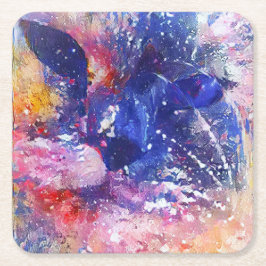 Porta-copo De Papel Quadrado Abstrato Cósmico Cat Dreamscape