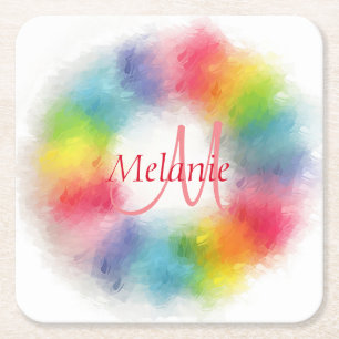 Porta-copo De Papel Quadrado Abstrato de Arte Moderna Personalizada Monograma