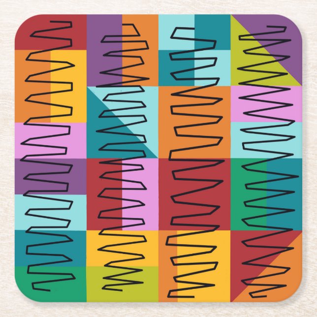 Porta-copo De Papel Quadrado Abstrato, designs coloridos (Frente)