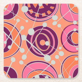 Porta-copo De Papel Quadrado Abstrato, designs de geometria em pêssego, rosa,