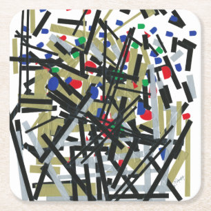 Porta-copo De Papel Quadrado Abstrato em fita e formas alfabéticas 1