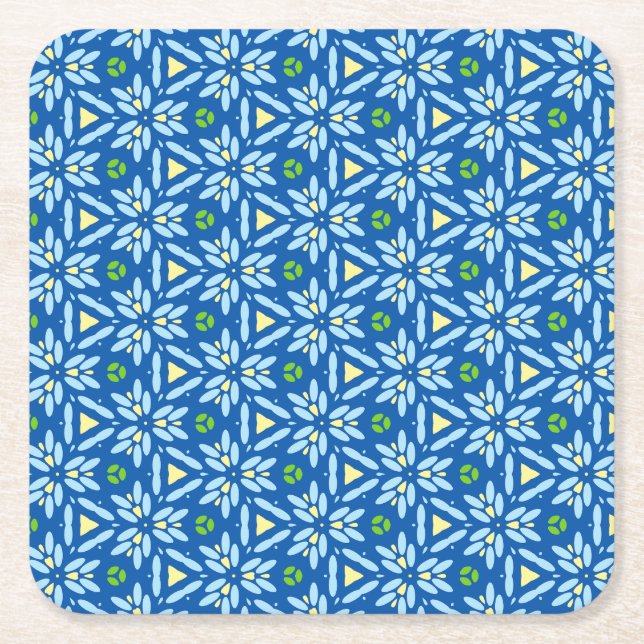 Porta-copo De Papel Quadrado Abstrato Floral Design (Frente)