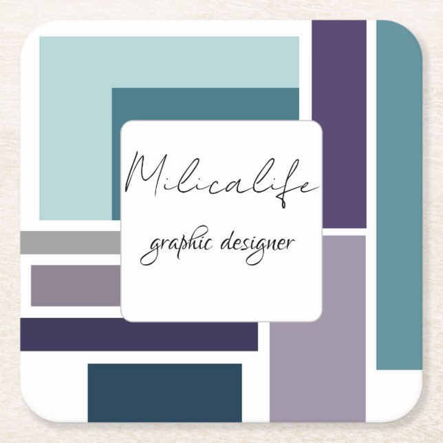 Porta-copo De Papel Quadrado Abstrato, mídia social (Frente)