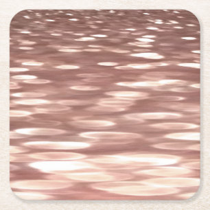 Porta-copo De Papel Quadrado Abstrato nº 3: Shimmer Dourado Rosa de cobre