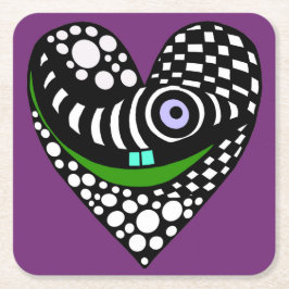 Porta-copo De Papel Quadrado Abstrato preto e branco em roxo