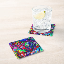 Porta-copo De Papel Quadrado Abstrato Rainbow Paint Dripe