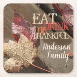 Porta-copo De Papel Quadrado Ação de Graças Beber Bebida Seja A Quadrada Famili