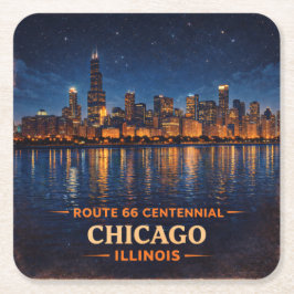 Porta-copo De Papel Quadrado Acessórios de bar com a silhueta de Chicago na Rot