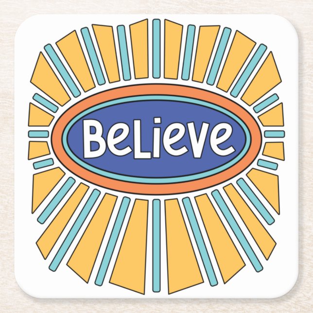Porta-copo De Papel Quadrado Acredite - Tenha Fé (Frente)