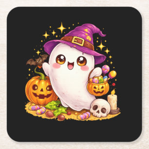Porta-copo De Papel Quadrado Acutelantes Fantasmas de Halloween Kawaii