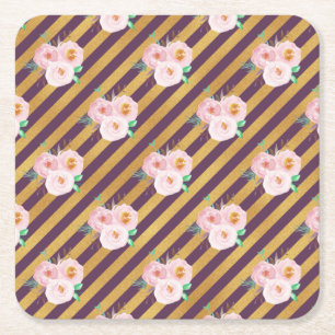 Porta-copo De Papel Quadrado Adesivo de Coroa Floral