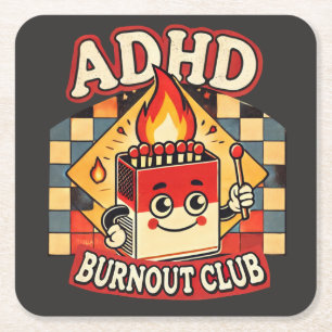 Porta-copo De Papel Quadrado adhd burnout clube