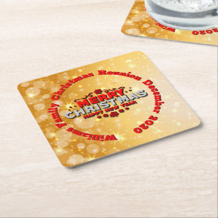 Porta-copo De Papel Quadrado Adicionar Nome Ano Correspondente Feliz Natal