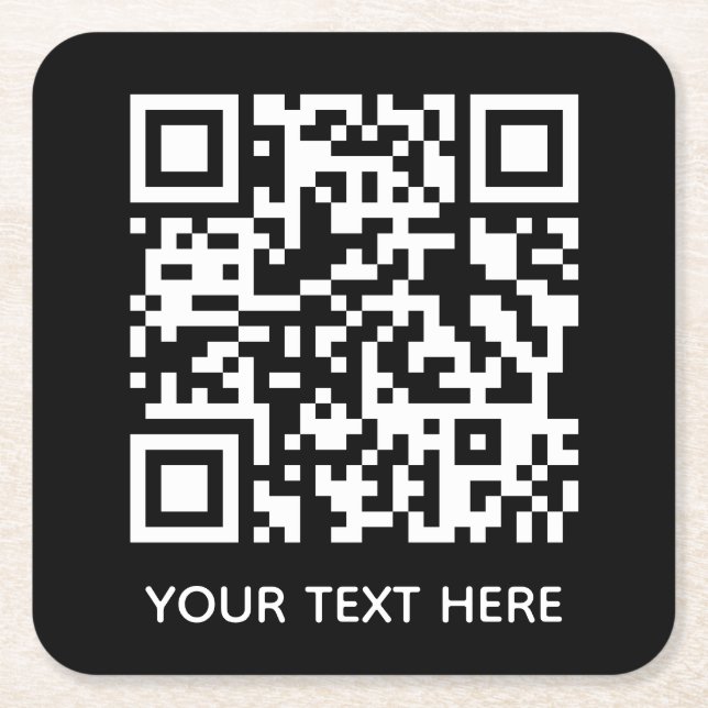 Porta-copo De Papel Quadrado Adicionar seu próprio texto de código QR Digitaliz (Frente)