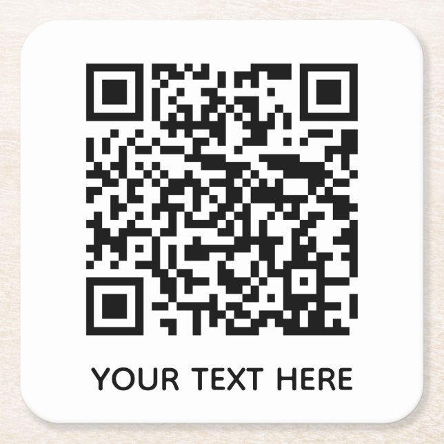 Porta-copo De Papel Quadrado Adicionar seu próprio texto de código QR Digitaliz (Frente)