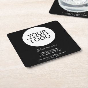 Porta-copo De Papel Quadrado Adicione seu logotipo a preto de promoção de tex