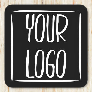 Porta-copo De Papel Quadrado Adicione Seu Próprio Logotipo   Fundo Preto (ou al