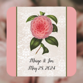 Porta-copo De Papel Quadrado Adorável Pequim Rosa em Lacey Olhando Damask e Nam