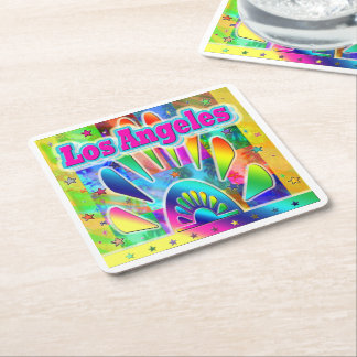 Porta-copo De Papel Quadrado Adorável Porta copos Sun e Palms de Los Angeles