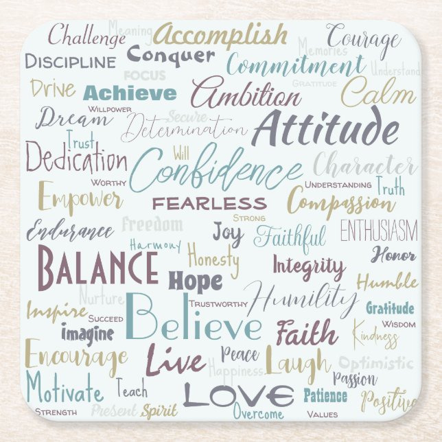 Porta-copo De Papel Quadrado Affirmations   (Frente)