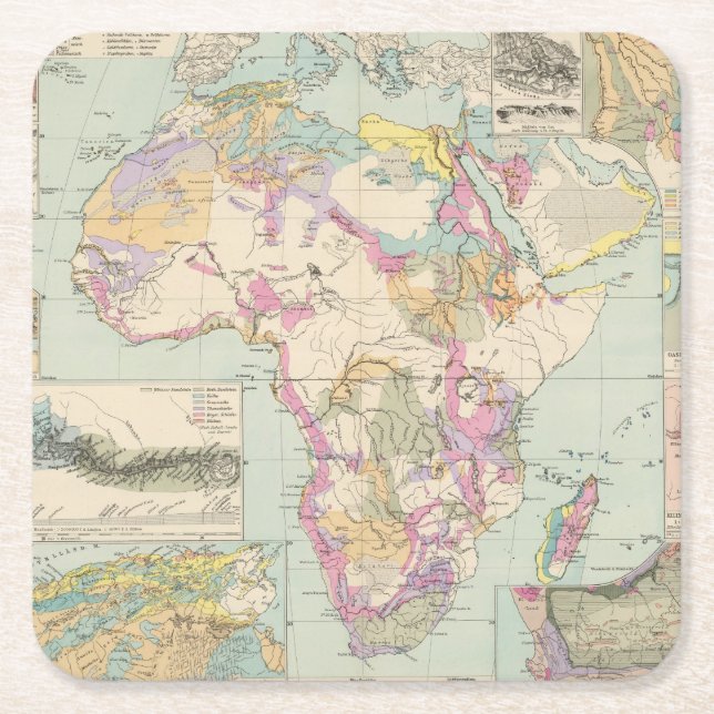 Porta-copo De Papel Quadrado Afrika - mapa do atlas de África (Frente)