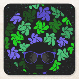 Porta-copo De Papel Quadrado Afro Diva Verde & Azul