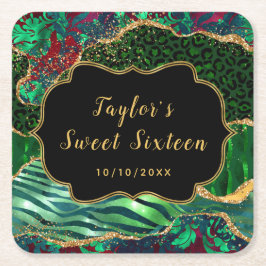 Porta-copo De Papel Quadrado Agate Safari Verde 16