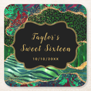 Porta-copo De Papel Quadrado Agate Safari Verde 16