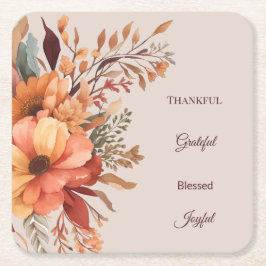 Porta-copo De Papel Quadrado Agradecido Agradável Abençoado Floral Ação de Graç
