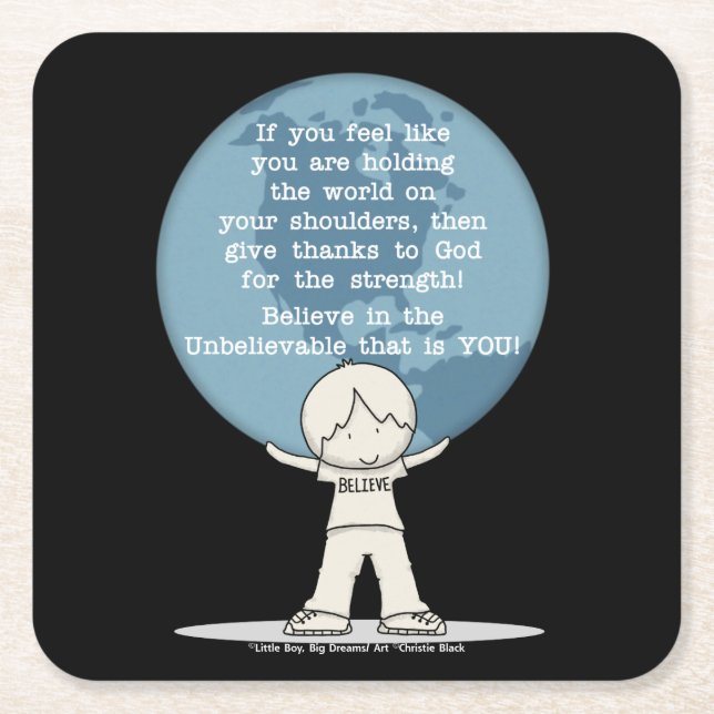 Porta-copo De Papel Quadrado Agradecido pela Força (Frente)