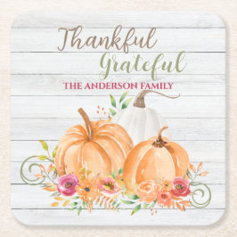 Porta-copo De Papel Quadrado Agradeço muito | Abate de outono Aquarela