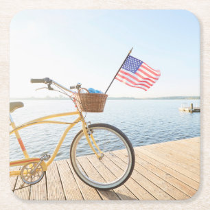 Porta-copo De Papel Quadrado Água   Bicicleta Pelo lago