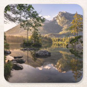 Porta-copo De Papel Quadrado Água Lago Hintersee Berchtesgaden Alemanha