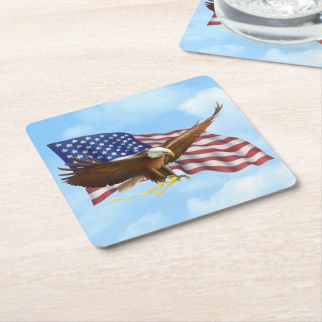 Porta-copo De Papel Quadrado Águia americana americana (Inclinado)