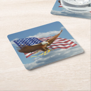 Porta-copo De Papel Quadrado Águia Balda Americana