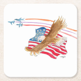 Porta-copo De Papel Quadrado Águia e Bandeira Americana