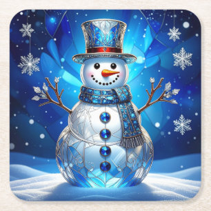 Porta-copo De Papel Quadrado Aguinaldo de Papel de Floco de Neve de Homem de Ne