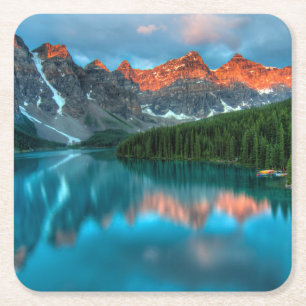 Porta-copo De Papel Quadrado Alberta Canadá Lago Louise Aventura de Verão