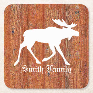 Porta-copo De Papel Quadrado Alces no pinho resistido