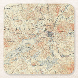 Porta-copo De Papel Quadrado Aldeia e área do lago Saranac em Adirondacks