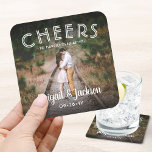 Porta-copo De Papel Quadrado Alegra-se a feliz após o favorito do casamento de<br><div class="desc">Adicione um toque personalizado para a celebração do seu casamento com uma única torre personalizada de bebidas fotoquadráticas. A imagem e todos os textos neste modelo são simples de personalizar, incluindo o texto que diz "Alegria a Feliz Nunca Depois" (DICA DE IMAGEM: Uma maneira fácil de centralizar uma foto exatamente...</div>