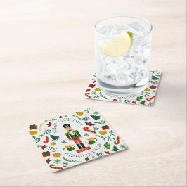Porta-copo De Papel Quadrado Alegre Natal quebra-nozes monograma personalizado